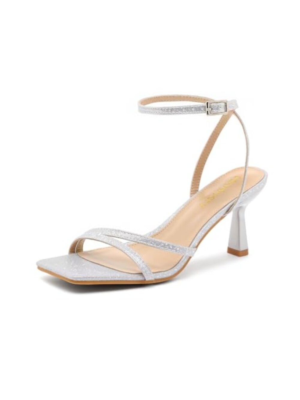 Faux Leather Stiletto Heel Ankle Strap Sandals Square Open Toe Dress Party